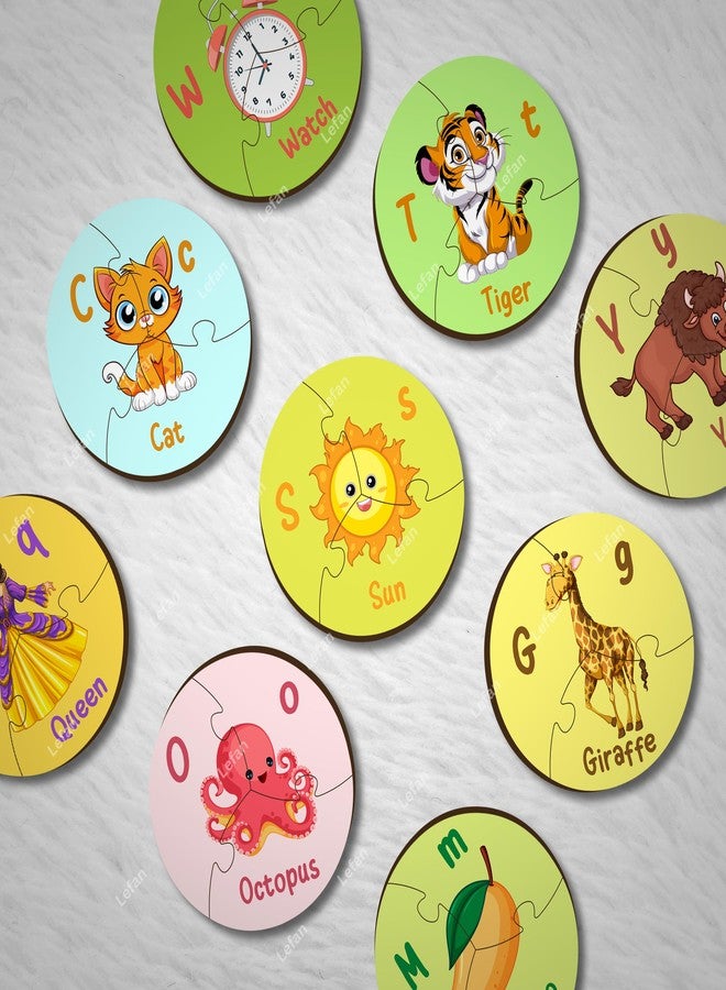 Lefan Round Alphabet Jigsaw Puzzle for Kids Educational ABC Learning Toy 26 Piece Circular Puzzle Preschool Montessori Game Colorful Wooden Letters Toddlers Age 2 3 4 5 Years - Image 3